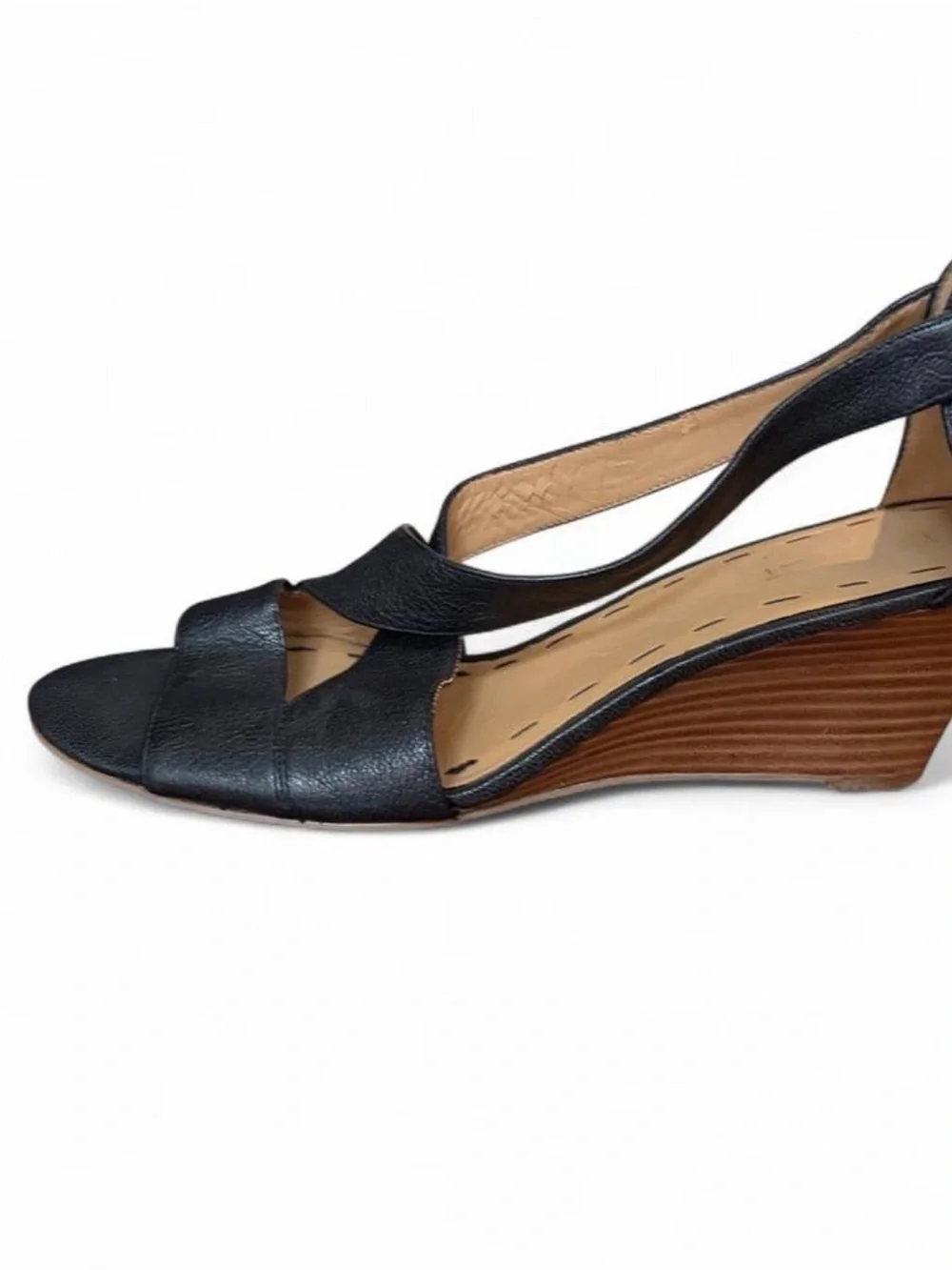 Nine West Women's Black Leather Open-Toe Slingback Sandals